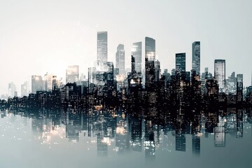 Fototapeta premium Urban Silhouette Reflecting Innovation and Growth