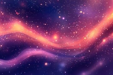 Obraz premium Abstract Purple and Orange Galaxy Background with Glittering Stars