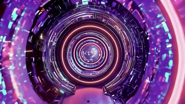 a spinning wha spinning wheel  with  a purple and pink light  shining through ia spinning wheel  with  a purple and pink light