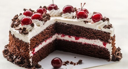 Decadent Black Forest Delight: Rich Chocolate Cake with Tart Cherry Filling