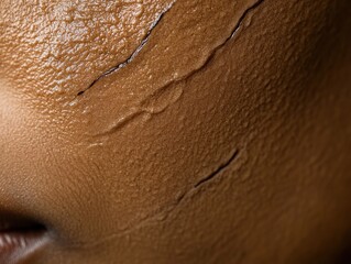 Fototapeta premium Close-up of textured skin with visible lines and cracks.