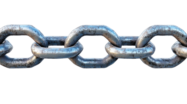 close up of chain on white background