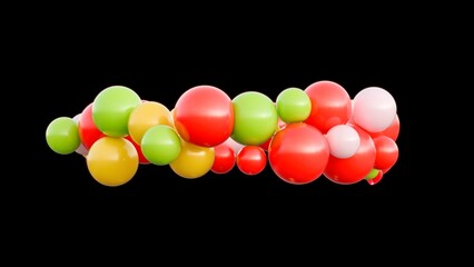 This vibrant abstract representation of a molecular structure features colorful spheres and shapes, ideal for educational and artistic expression in various scientific fields