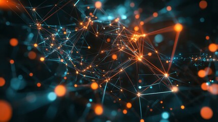 Fototapeta premium Abstract Network of Glowing Lines and Dots