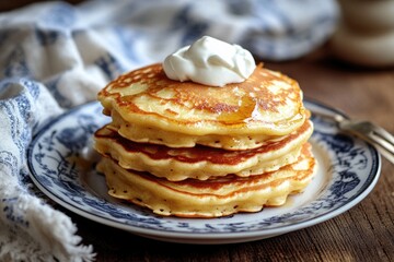 Golden Potato Pancake with Crispy Texture, Served with Savoury Sour Cream