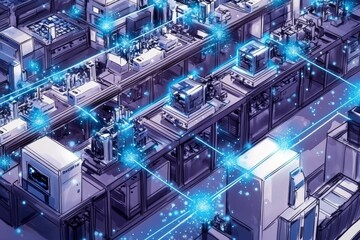 Fototapeta premium The Connected Machines, Digital Twins in Manufacturing