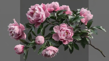 Bouquet of Peony Flowers, Isolated on Transparent Background