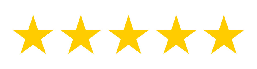 Five stars customer product rating review flat icon for apps and websites.