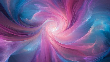 Cosmic Swirl: A mesmerizing abstract artwork featuring swirling, luminous colors in vibrant hues of pink, purple, and blue, creating a captivating vortex of light and energy.  