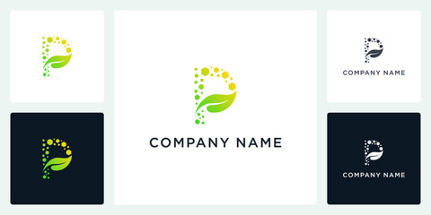 Vector letter P nature tech logo and icon editable