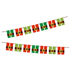 Christmas Garlands and Banners with Candy Canes, Bells, and Festive Patterns. New Year party lights and flags