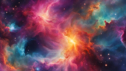 Cosmic Nebula: Vibrant Hues of a Celestial Wonder 