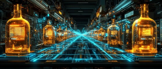 Fototapeta premium The Twin Production Line, Digital Twins in Manufacturing