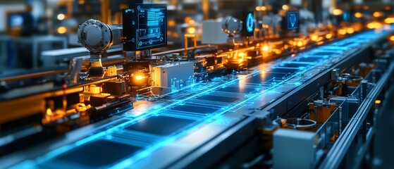 Fototapeta premium The Twin Production Line, Digital Twins in Manufacturing