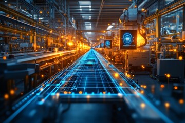 Obraz premium The Twin Production Line, Digital Twins in Manufacturing