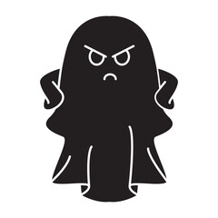 Halloween ghost with a scary face icon