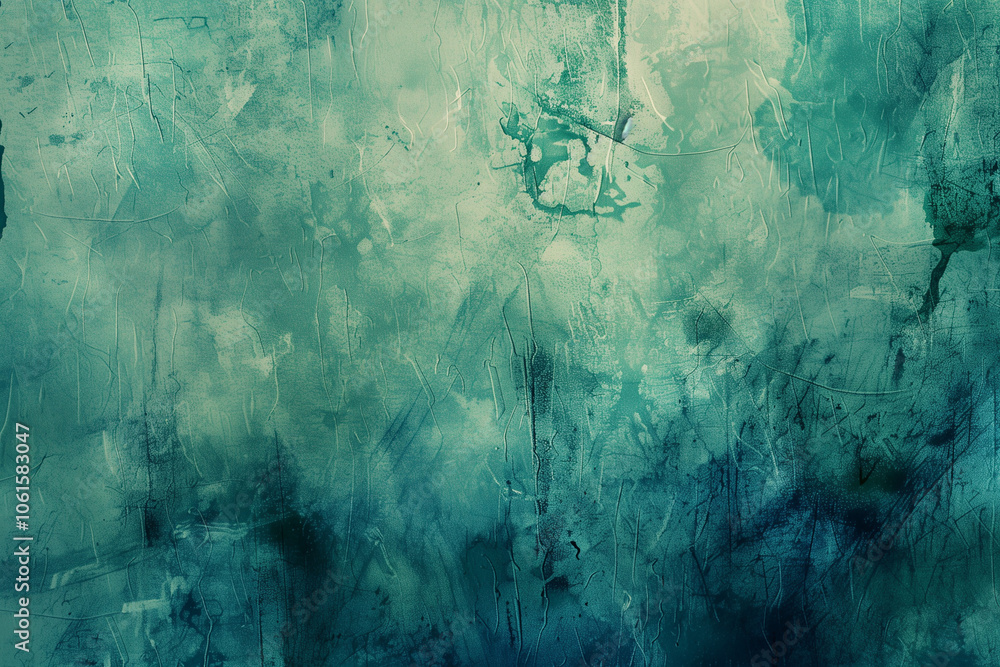 Poster light blue green abstract pattern. gradient. painted watercolor paper texture. teal color art backgr