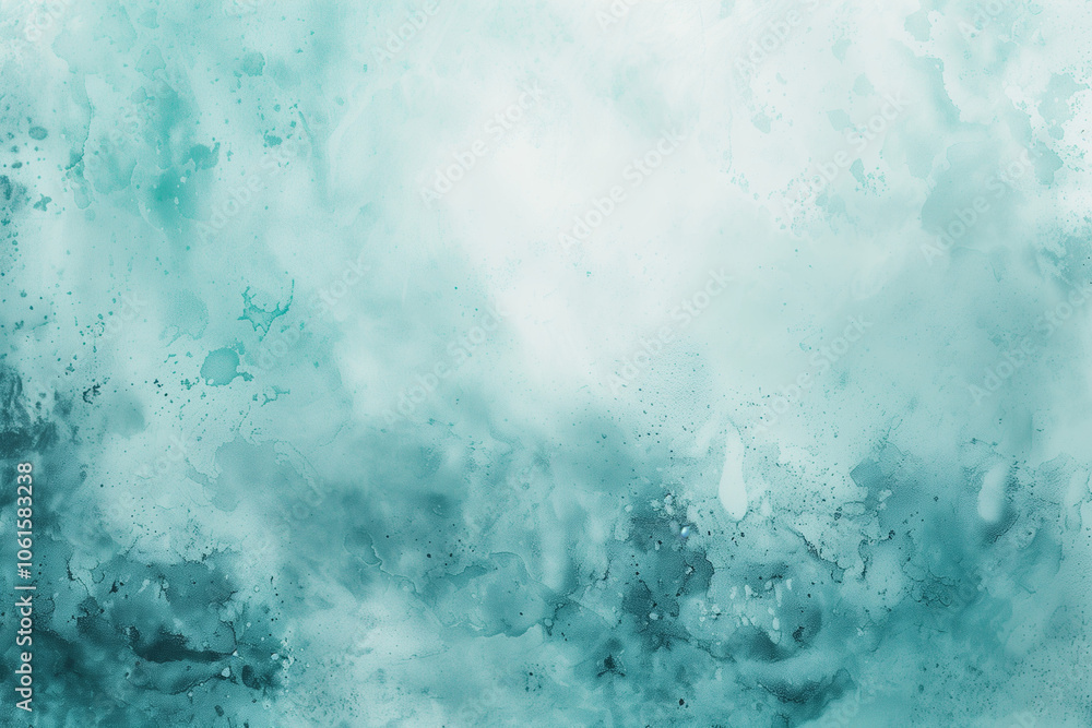 Poster light blue green abstract pattern. gradient. painted watercolor paper texture. teal color art backgr