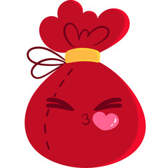 Santa Bag Blowing Kiss Face Cartoon