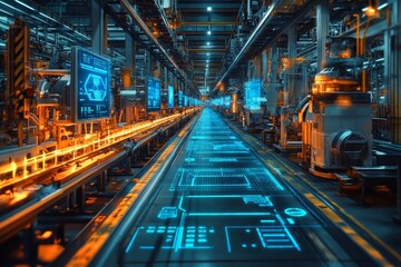 Fototapeta premium The Twin Production Line, Digital Twins in Manufacturing
