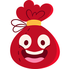 Santa Bag Happy Face Cartoon