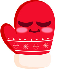 Winter Gloves Calm Face Cartoon