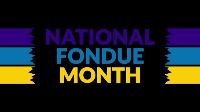 National Fondue Month In and Out text from split line animation on a black background. Which is observed every year in November to celebrate and wish National Fondue Month.