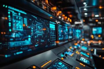 Fototapeta premium The Virtual Factory Control Room, Digital Twins in Manufacturing