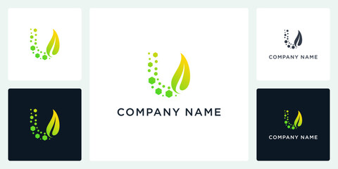 Vector letter U digital leaf logo and icon editable © MRANTAZI57