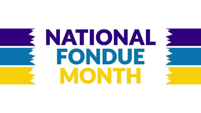 National Fondue Month In and Out text from split line animation on a White background. Which is observed every year in November to celebrate and wish National Fondue Month.