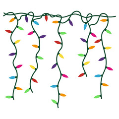 Colorful Christmas light and decoration illustrations. New Year party elements