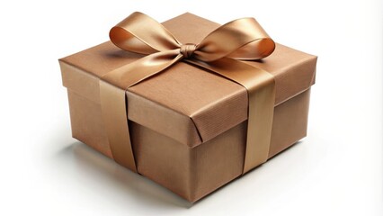 Obraz premium A beautifully wrapped gift box with a golden ribbon tied in a perfect bow, symbolizing celebration and joy.