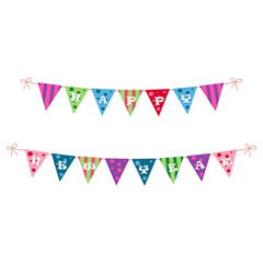 Obraz premium Colorful Christmas and Holiday Decoration Elements. New Year party flags and lights