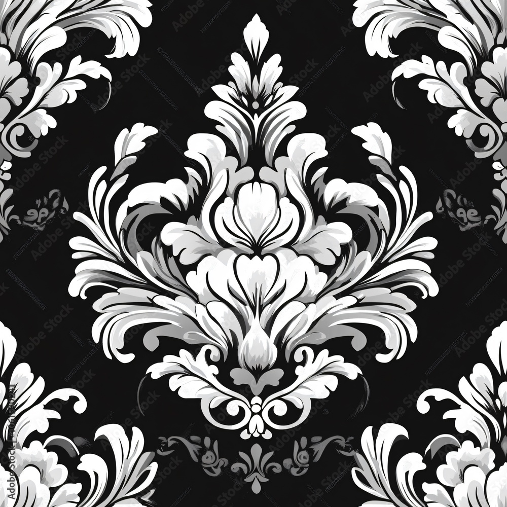 Poster elegant damask patterns(seamless pattern and tile image)
