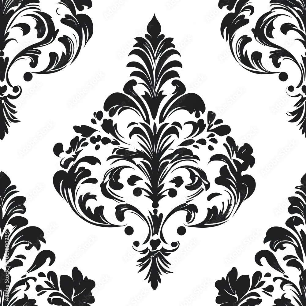Poster elegant damask patterns(seamless pattern and tile image)