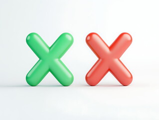 Dimensional Letter X And Check Mark set
