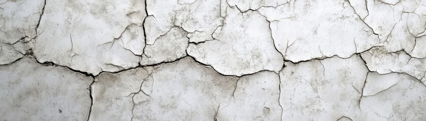 Obraz premium A close-up of cracked, weathered white paint on a surface, showcasing texture and detail.