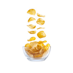 clear glass bowl filled with potato chips