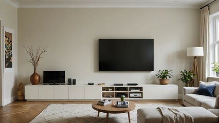 モダンでエレガントなテレビ付きリビングルーム