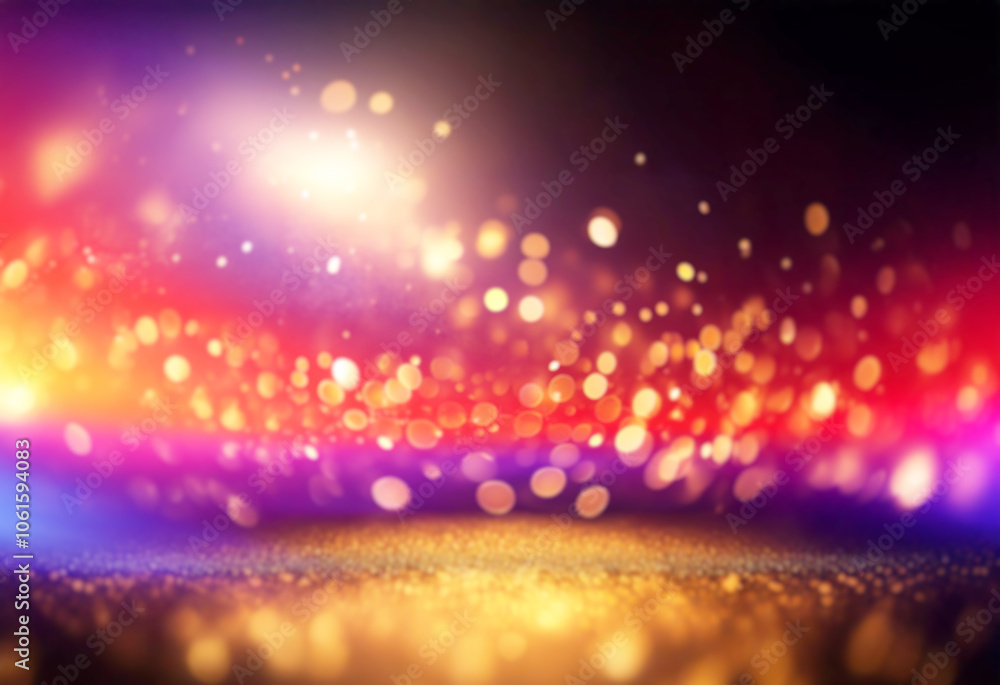 Poster a blurred background of bright gold bokeh with a subtle layer of glitter at the bottom.