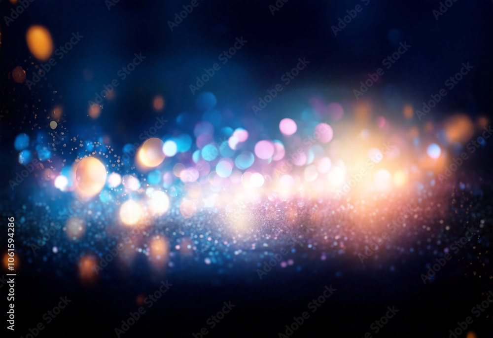 Poster a dark background with bokeh lights of varying colors and sizes, creating a sparkling, festive atmos