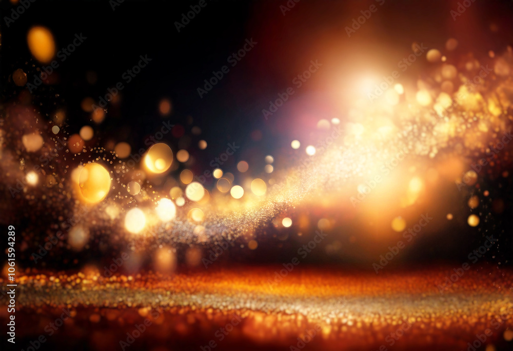 Poster a dark background with a golden light source creating bokeh and a shimmer on the surface.
