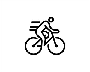 Obraz premium silhouette of a person riding a bike icon logo