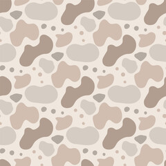 Abstract liquid shapes seamless pattern. Calm nature rhythm endless background. Vector hand drawn illustration.