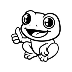 fun cute cartoon of frog fun logo drawing coloring line art style sketch classic vintage design illustration