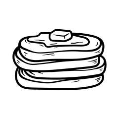 stack of pancakes drawing coloring line art style sketch classic vintage design illustration