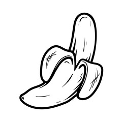 opened banana drawing coloring line art style sketch classic vintage design illustration