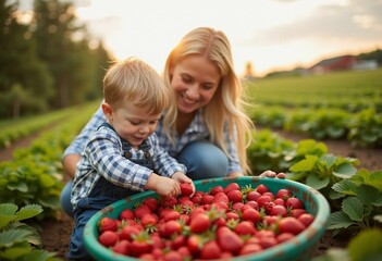 Strawberry Picking with Child