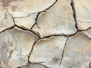 Obraz premium Cracked surface of dried earth, showcasing natural texture and patterns.