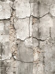 Obraz premium A close-up of cracked concrete wall showcasing weathered texture and structural wear.